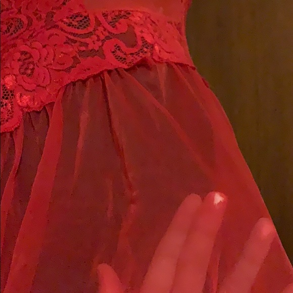 Cherry Red sheer lingerie dress - Picture 8 of 8